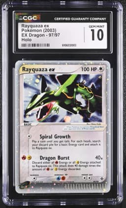 2003 #97 Rayquaza ex CGC 10 EX Dragon (2003 Copyright, w/ "e" Symbol) - English