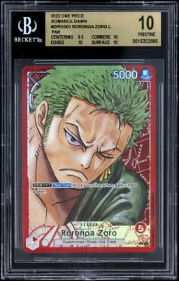 2022 #OP01001 Roronoa Zoro ALT ART L BGS 10 One Piece Card Game Romance Dawn