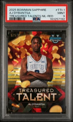 2025 #TTI-1 AJ Dybantsa PSA 9 Bowman Sapphire Edition Treasured Talents Nil