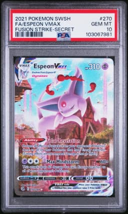 2021 #270 Full Art/Espeon Vmax PSA 10 Sword & Shield Fusion Strike