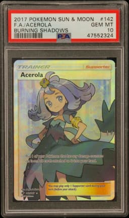 2017 #142 Full Art/Acerola PSA 10 Sun & Moon Burning Shadows