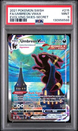 2021 #215 Full Art/Umbreon Vmax PSA 9 Sword & Shield Evolving Skies