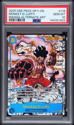 2025 #118 Monkey D. Luffy PSA 10 One Piece OP11-A Fist of Divine Speed