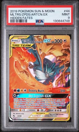 2019 #44 Moltres & Zapdos & Articuno GX PSA 9 Sun & Moon Hidden Fates