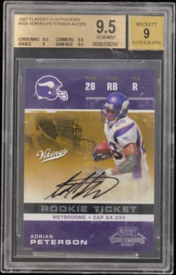 2007 #104 Adrian Peterson AU/355* RC BGS 9.5 Playoff Contenders