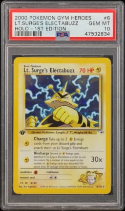2000 #6 LT. Surge's Electabuzz PSA 10 Gym Heroes