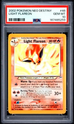 2002 #46 Light Flareon PSA 10 Neo Destiny