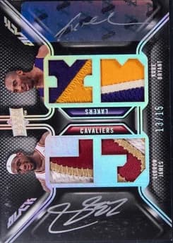 2008-09 UD Black Dual Patch Autographs #DPABJ Kobe Bryant/LeBron James