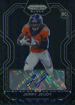 2020 Panini Chronicles Prizm Black #PB12 Jerry Jeudy Signature-Black Finite 1/1