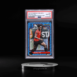 2021 Topps Merlin Chrome UEFA Blue Shimmer Refractor Mathys Tel ROOKIE /75 #22 PSA 10 GEM MINT