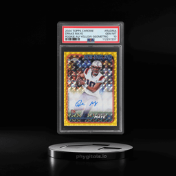 2024 Topps Chrome Rookie Autographs Yellow Geometric Refractors Drake Maye #RADMA 53/75 PSA 10