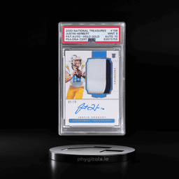 2020 National Treasures Rookie Patch Autograph Holo Gold Justin Herbert #158 5/10 PSA 9