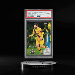 2019 Topps Chrome UEFA Champions League Sapphire Yellow Lionel Messi /99 #1 PSA 10 GEM MINT