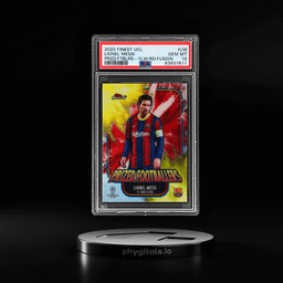 2020 Topps Finest UEFA Champions League Prized Footballers Yellow Red Fusion Lionel Messi #PFFLM PSA 10