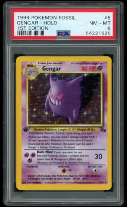1999 Fossil 1st Edition Gengar #5 PSA 8