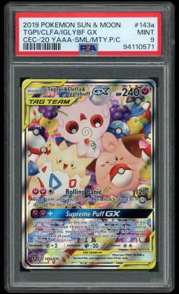 2019 Cosmic Eclipse Togepi & Cleffa & lgglybuff GX #143a PSA 9