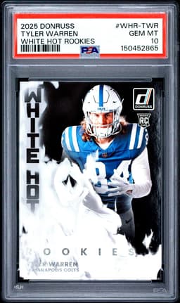 2025 TYLER WARREN #10 DONRUSS WHITE HOT ROOKIES PSA 10.0