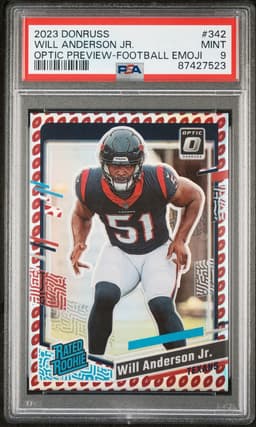 2023 Will Anderson Jr. #342 Donruss Optic Preview Football Emoji PSA 9.0