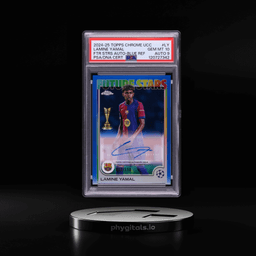2024 Topps Chrome UEFA CC Future Stars Blue Refractor Lamine Yamal AUTO DNA 9 /150 PSA 10 GEM