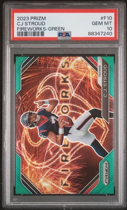 2023 C. J. Stroud #F-10 Prizm Fireworks Green PSA 10.0