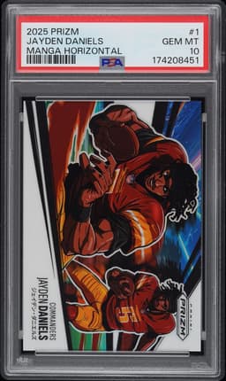 2025 Jayden Daniels #1 Prizm Manga Horizontal PSA 10.0