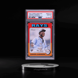 2024 Topps Heritage Real One Blue Jersey Red Ink Junior Caminero RC AUTO #ROAJCA PSA 10 GEM