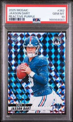 2025 Jaxson Dart #362 Mosaic Reactive Purple PSA 10.0