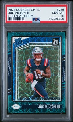 2024 Joe Milton III #255 Donruss Optic Green Velocity PSA 10.0