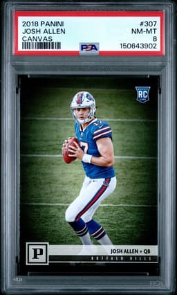 2018 JOSH ALLEN #307 PANINI CANVAS PSA 8.0