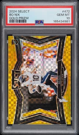 2024 Bo Nix #472 Select Gold Prizm PSA 10.0