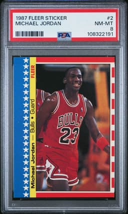 1987 Michael Jordan #2 Fleer Sticker PSA 8.0