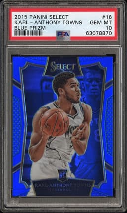 2015 Karl-Anthony Towns #16 Select Blue Prizm PSA 10.0