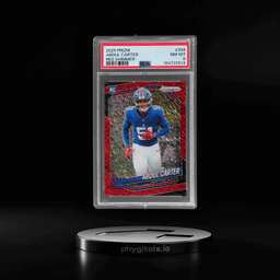2025 Panini Prizm Red Shimmer Prizm Abdul Carter #394 18/49 PSA 8