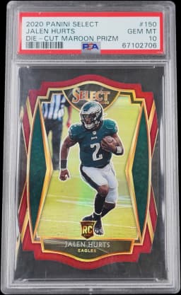 2020 Jalen Hurts #150 Select Maroon Prizm Die Cut PSA 10.0