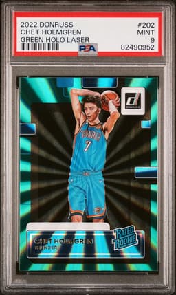 2022 CHET HOLMGREN #202 DONRUSS GREEN HOLO LASER PSA 9.0