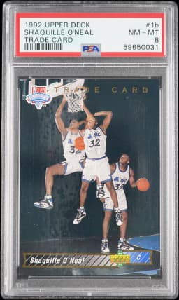 1992 Shaquille O'Neal #1 Upper Deck Trade Card PSA 8.0