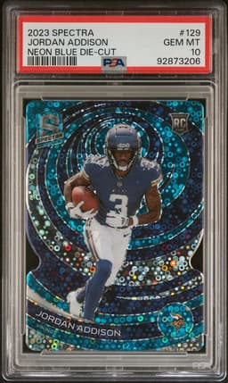 2023 Jordan Addison #129 Spectra Blue Neon Die-Cut PSA 10.0