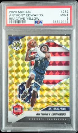2020 Anthony Edwards #252 Mosaic Reactive Yellow PSA 9.0