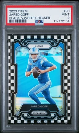 2023 Jared Goff #98 Prizm Black White Checker PSA 9.0