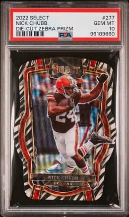 2022 Nick Chubb #277 Select Zebra Die Cut PSA 10.0