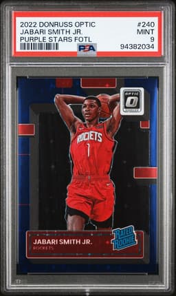 2022 JABARI SMITH JR. #240 DONRUSS OPTIC PURPLE STARS FOTL PSA 9.0