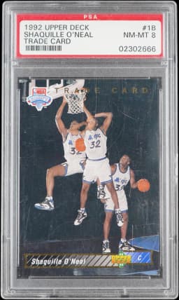 1992 Shaquille O'Neal #1 Upper Deck Trade Card PSA 8.0