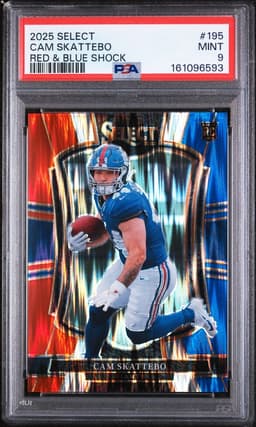 2025 Cam Skattebo #195 Select Red Blue Prizm Shock PSA 9.0