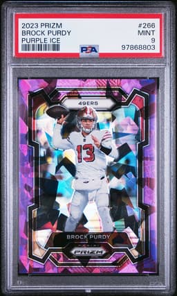 2023 Brock Purdy #266 Prizm Purple Ice PSA 9.0