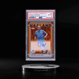 2024 Topps Chrome UEFA Club Competitions Orange Refractor Erling Haaland AUTO /25 #CA-EH PSA 8