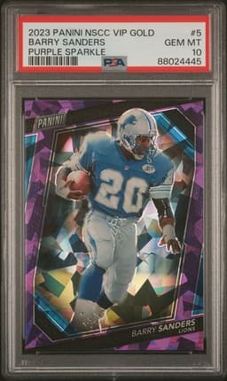 2023 BARRY SANDERS #5 PANINI NATIONAL VIP GOLD PURPLE SPARKLE PSA 10.0
