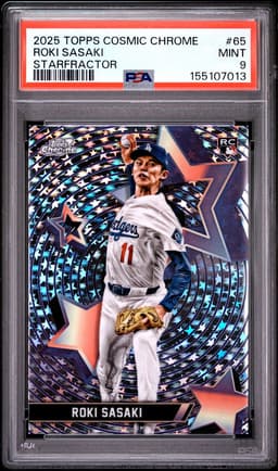 2025 ROKI SASAKI #65 TOPPS COSMIC CHROME STARFRACTOR PSA 9.0