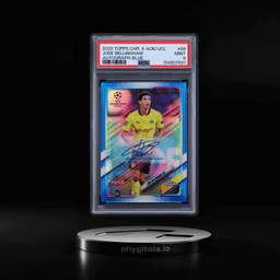2020 Topps Chrome X Aoki UEFA Champions League Blue Jude Bellingham ROOKIE AUTO /10 #68 PSA 9