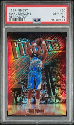 1997 Karl Malone #90 Finest Refractor PSA 10.0