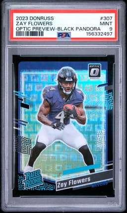 2023 Zay Flowers #307 Donruss Optic Preview Black Pandora PSA 9.0